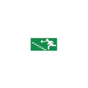 Pictogram board Escape route stairs up left 150x300mm
